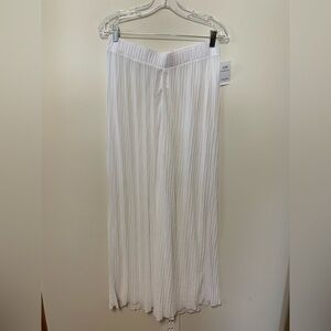 La Blanca swim coverup pants - sheer white pleated palazzo pants beach pants
